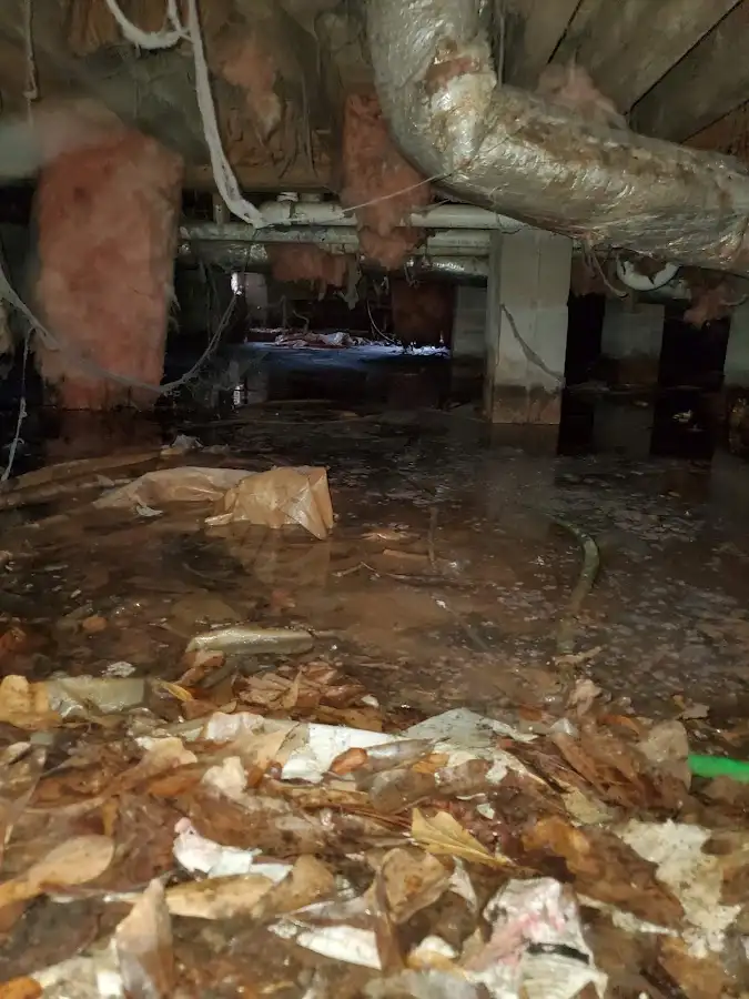 Crawl space flood assessment for Commercial Water Damage Restoration in Angier