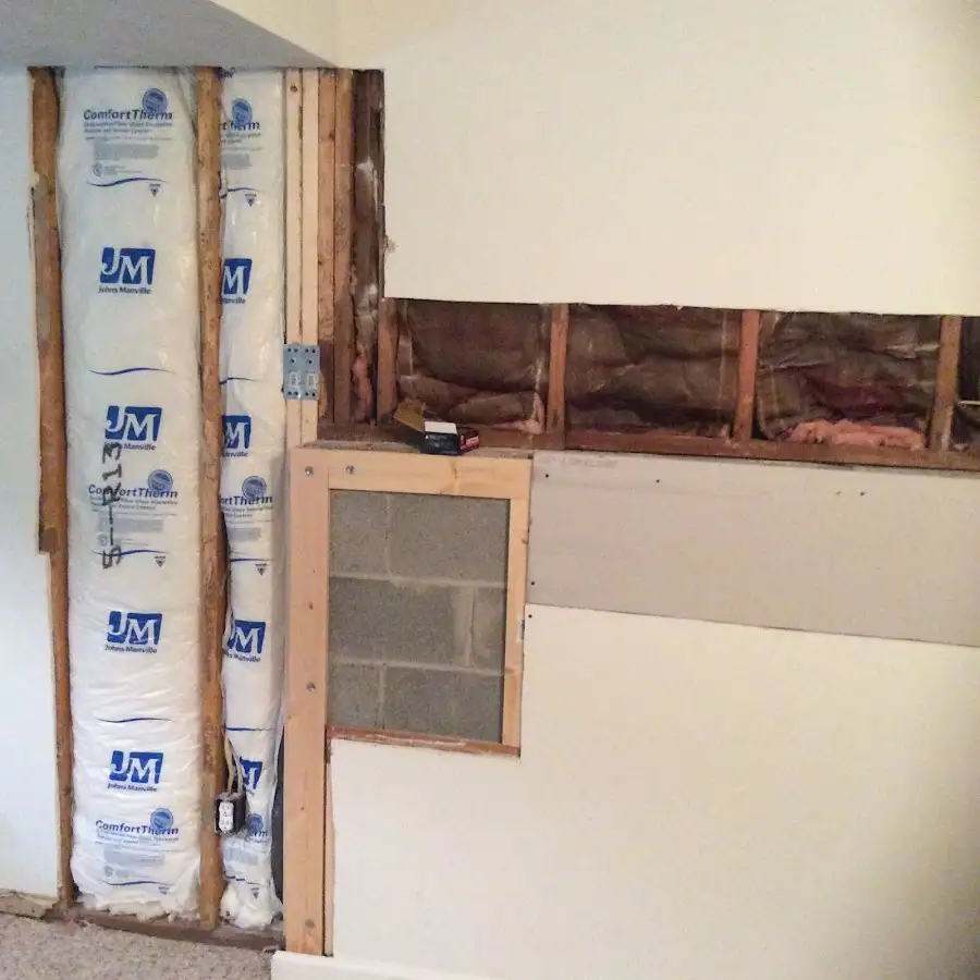 Wall insulation replacement during Basement Flood Cleanup in Angier